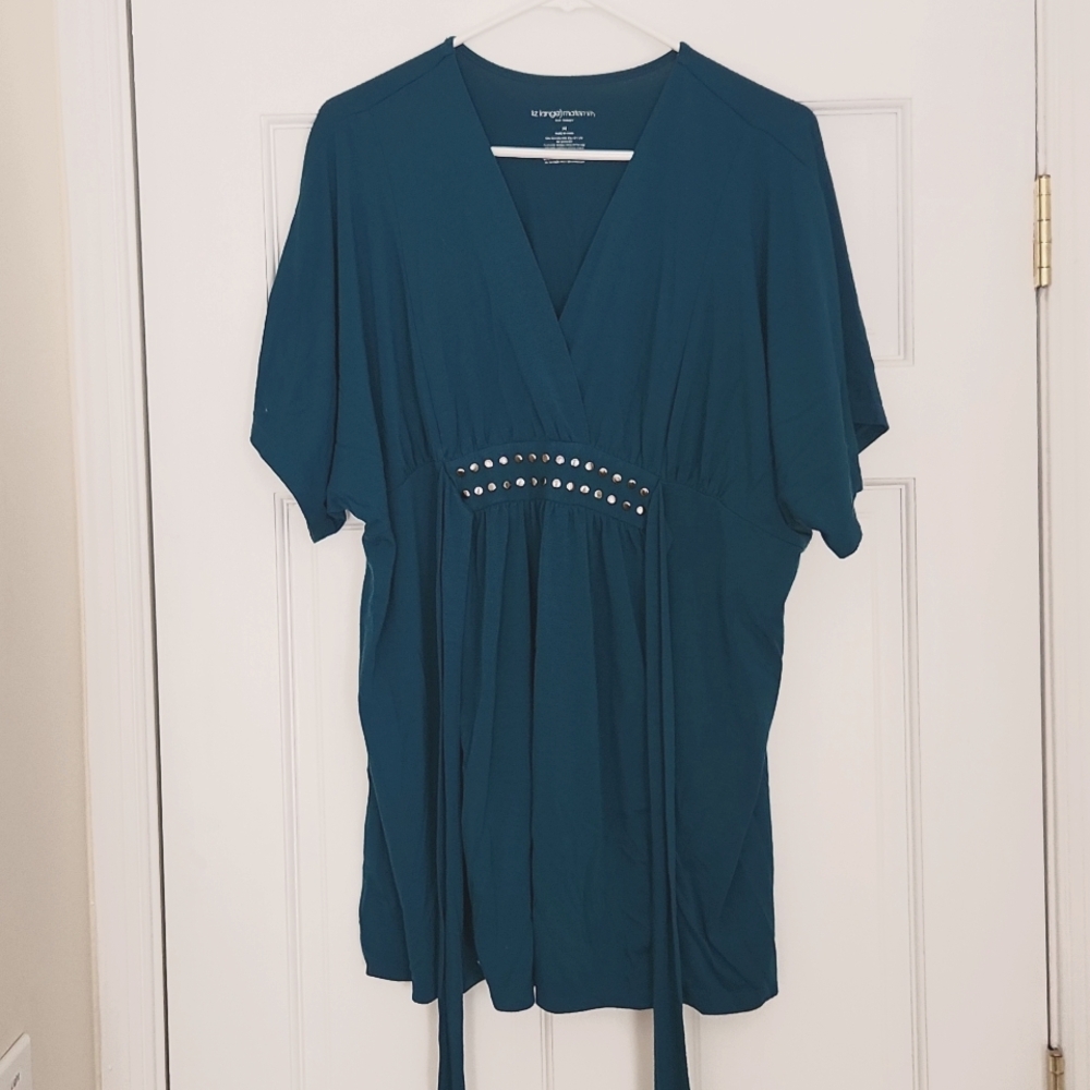 Liz Lange Maternity, size medium, teal short sleeve blouse